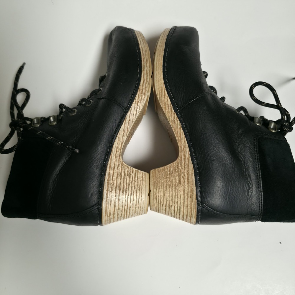 Dansko Mikayla Black Leather Lace Up Clog Ankle Boots Zipper Women Sz 38 US 8 - Picture 5 of 8